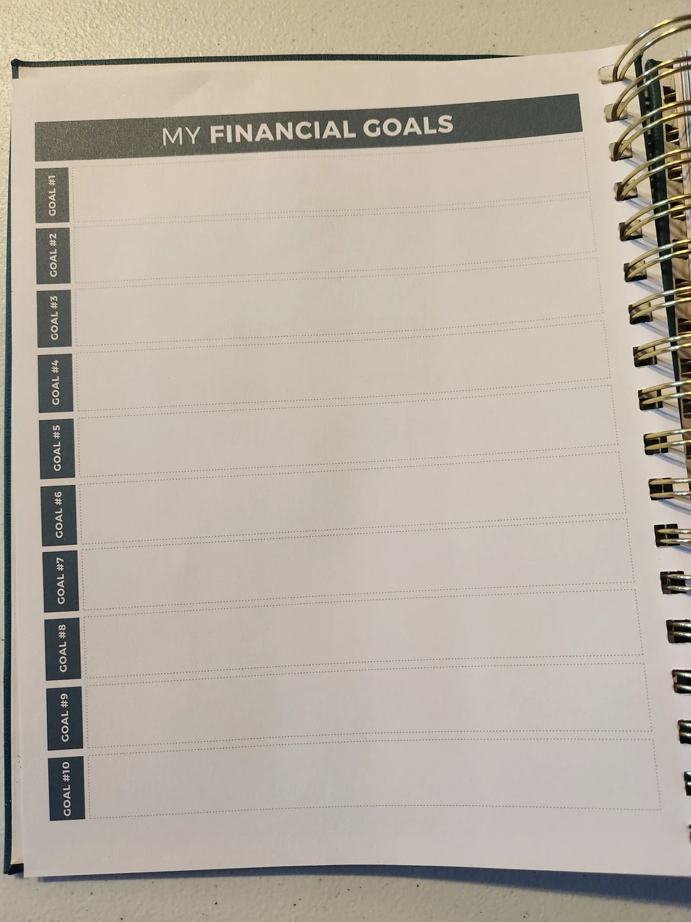 Teal Spiral-Bound Notebook with Gold Coil – Professional Journal